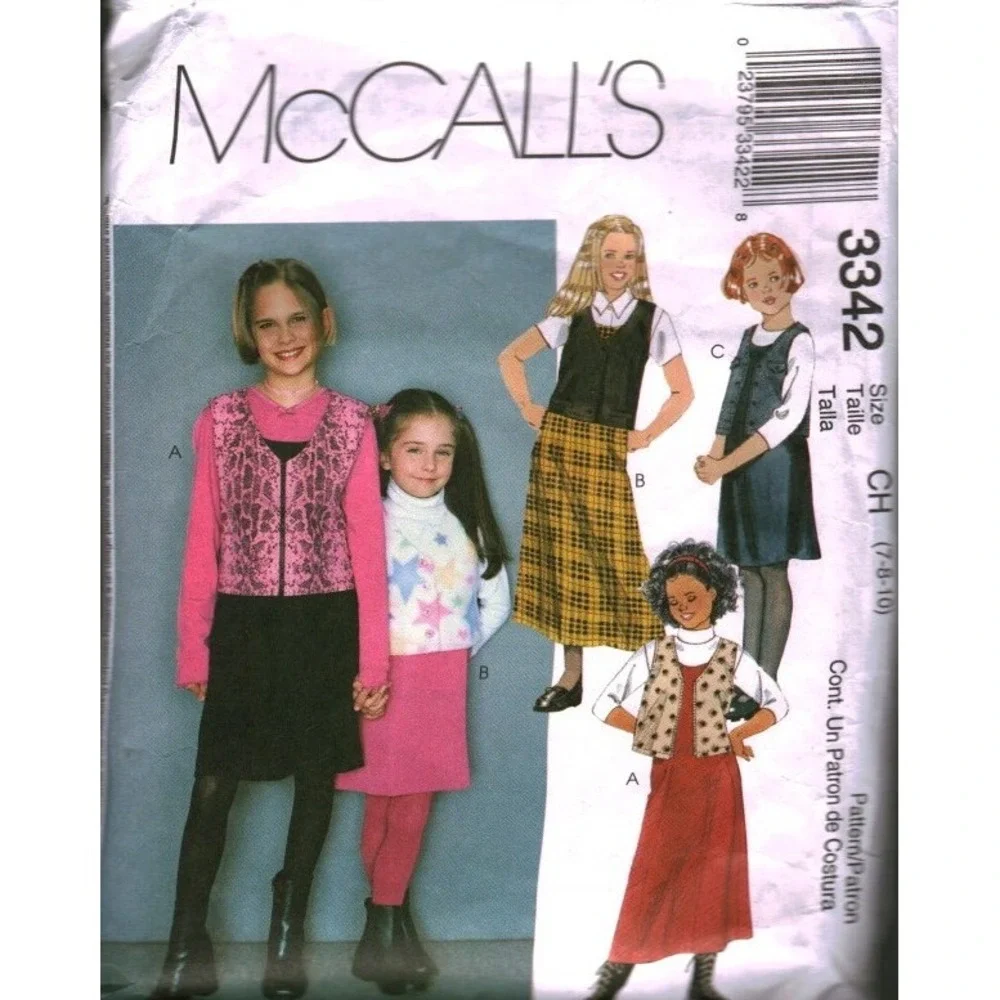 McCalls 3342 Sewing‎ Pattern Girls Jumper Vest Size CH 7 8 10 Kids Vintage UNCUT